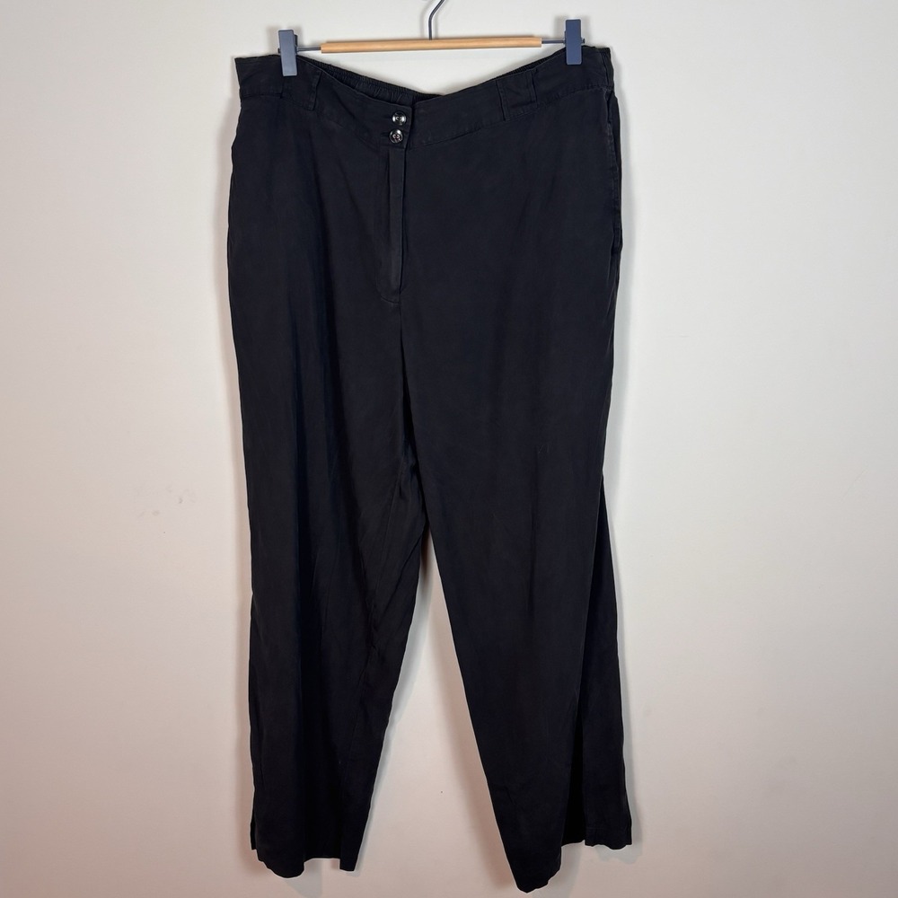 Avenue Women's Black‎ 100% Silk Straight Leg Dress Pants 18/20 Workwear Classic